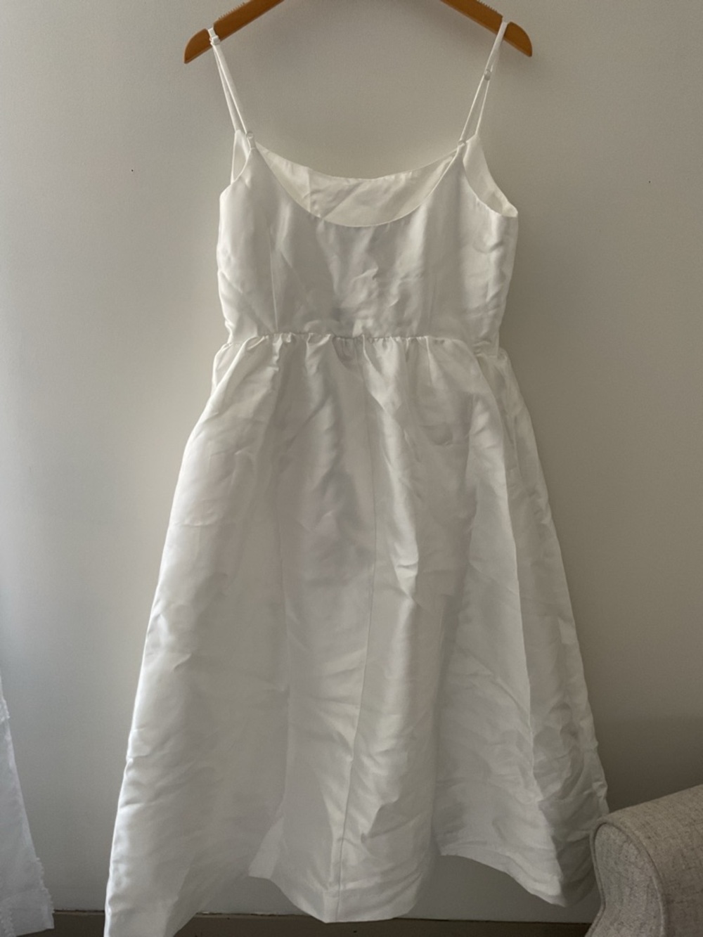 Lulus Classy Aesthetic White Taffeta Bow Midi Dress with Pockets NWT XL - Picture 7 of 14